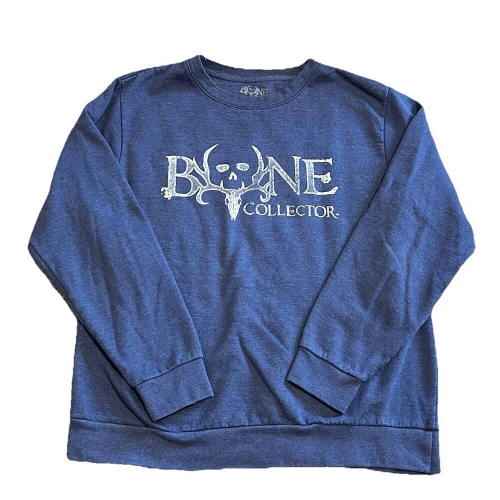 Bone Collector Sweatshirt Men's L Graphic Pullover Crewneck Blue Hunter
